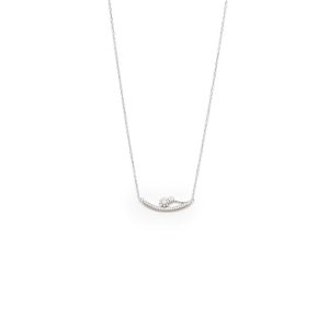 Silver Diamond Embedded Single Flower Dainty Necklace
