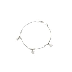Dainty Silver 3 Clover With Stem Leg Anklet