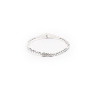 Diamond Embedded Silver Kada Bracelet