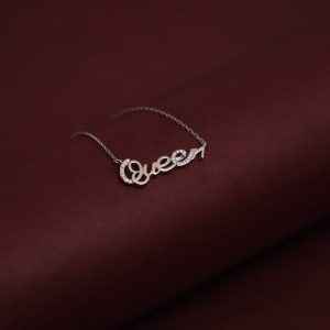 Diamonds Embedded In Silver Queen Dainty Necklace