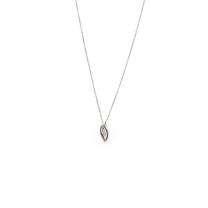 Silver Diamond Embedded Dainty Necklace With Leaf Design