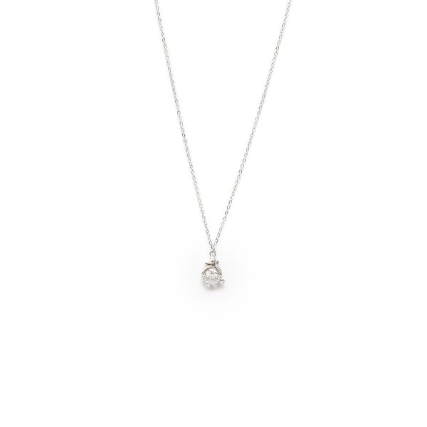 Diamonds Embedded In Silver Dainty Necklace