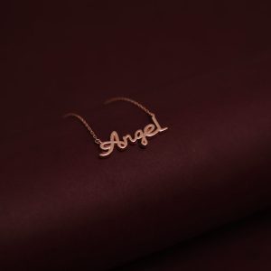 Silver Angel Rose Gold Plated Dainty Necklace