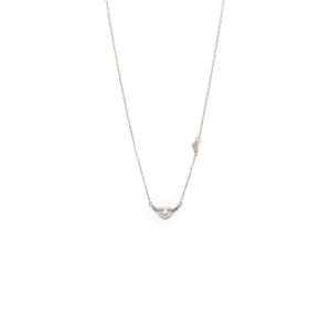 Diamond Embedded Silver Heart Dainty Necklace