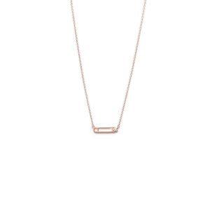 Diamonds Embedded in Silver Rose Gold Plated Dainty Necklace With Safety Pin Pendant