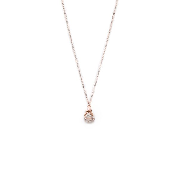 Diamond Embedded Silver Rose Gold Plated Dainty Necklace