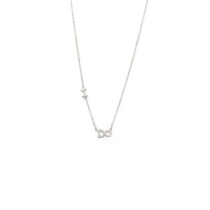 Diamonds Embedded Silver Dainty Necklace With DO Pendant