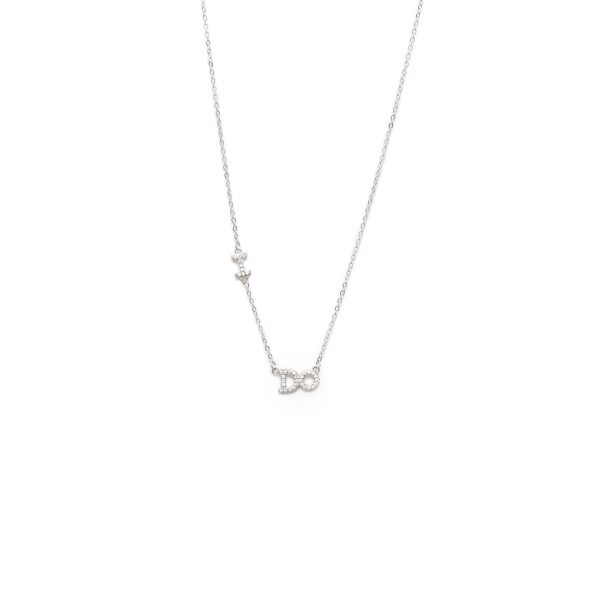 Diamonds Embedded Silver Dainty Necklace With DO Pendant