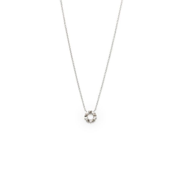 Diamonds Embedded In Mini Hearts Ring Silver Dainty Necklace