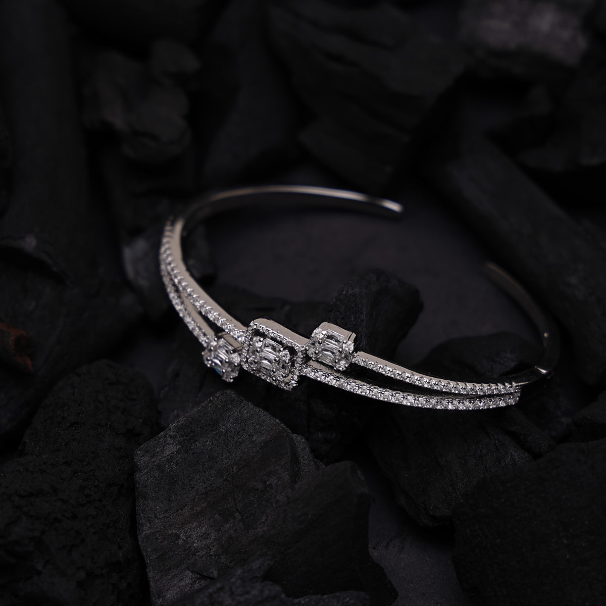 Buy quality 925 sterling silver cz diamond kada bracelet mga - krs0064 in  Amreli