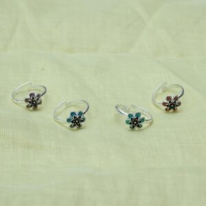 Combined flower toe ring - 4 pair