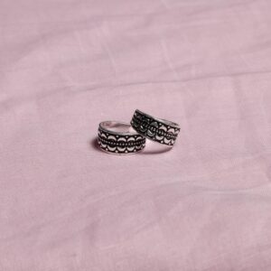 Mini stylish round silver toe ring - 4 pair