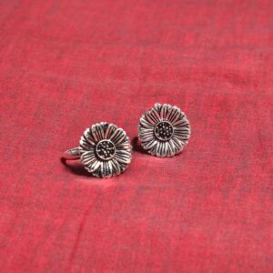 Silver flower toe ring - 4 pair